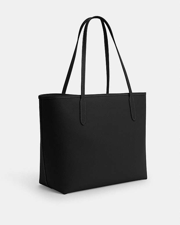 City Tote Bag Pebbled Leather-Gold-Black Pebbled Leather-Gold-Black