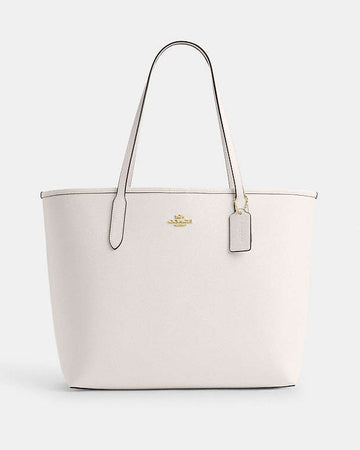 City Tote Bag Pebbled Leather-Gold-Chalk Pebbled Leather-Gold-Chalk