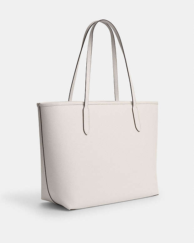 City Tote Bag Pebbled Leather-Gold-Chalk Pebbled Leather-Gold-Chalk