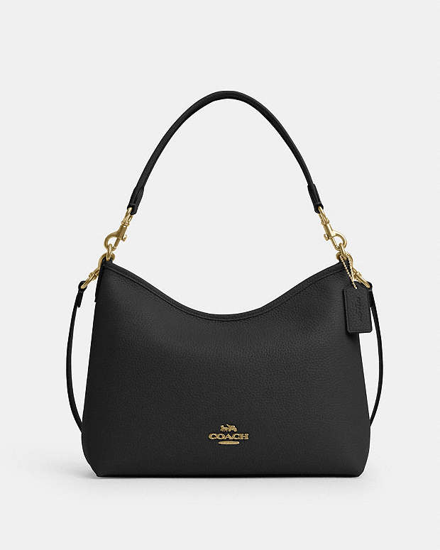 Laurel Shoulder Bag Pebbled Leather-Gold-Black Pebbled Leather-Gold-Black
