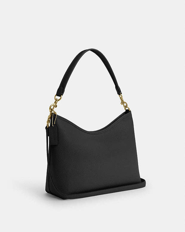 Laurel Shoulder Bag Pebbled Leather-Gold-Black Pebbled Leather-Gold-Black