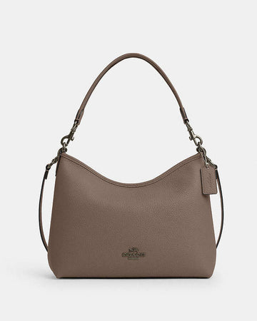 Laurel Shoulder Bag Pebbled Leather-Qb-Dark Stone Pebbled Leather-Qb-Dark Stone