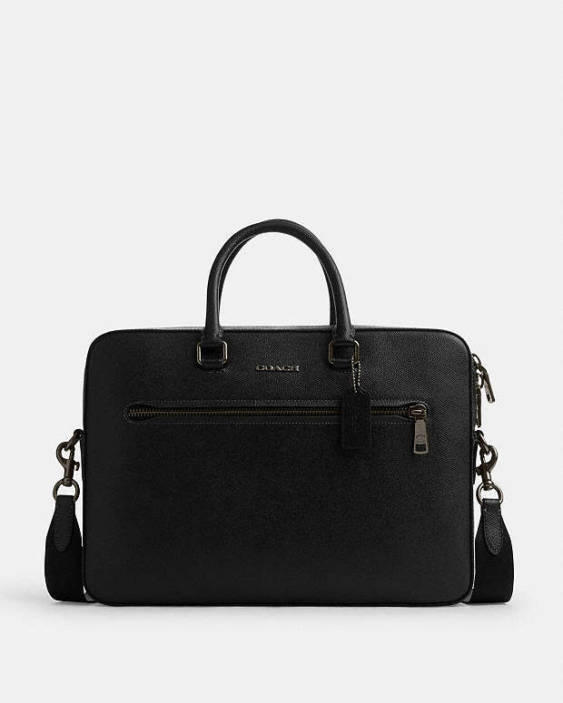 Ethan Slim Brief Crossgrain Leather-Gunmetal-Black Crossgrain Leather-Gunmetal-Black