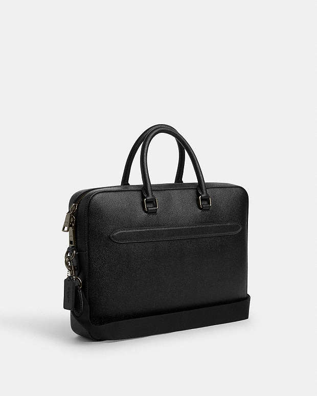 Ethan Slim Brief Crossgrain Leather-Gunmetal-Black Crossgrain Leather-Gunmetal-Black