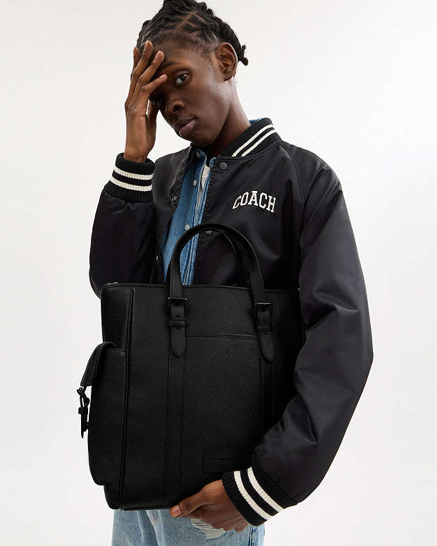 Sprint Tote Pebbled Leather-Black Copper Finish-Black-Black Pebbled Leather-Black Copper Finish-Black-Black