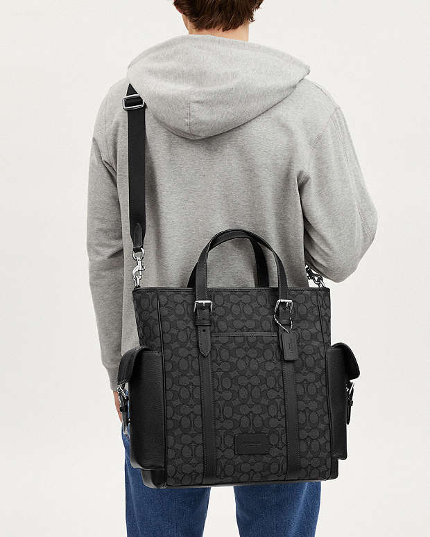 Sprint Tote In Signature Jacquard Signature Jacquard-Silver-Charcoal-Black Signature Jacquard-Silver-Charcoal-Black
