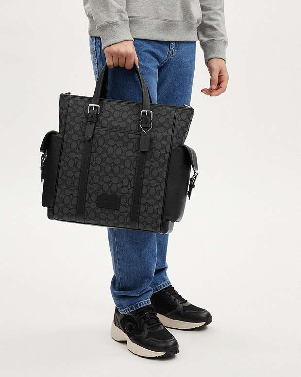 Sprint Tote In Signature Jacquard Signature Jacquard-Silver-Charcoal-Black Signature Jacquard-Silver-Charcoal-Black