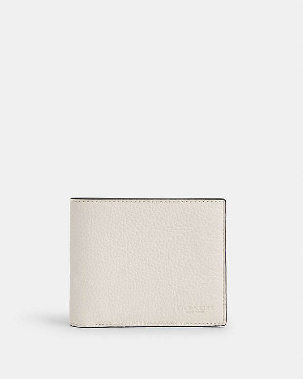 3 In 1 Wallet Pebbled Leather-Gunmetal-Chalk Pebbled Leather-Gunmetal-Chalk