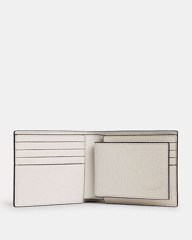 3 In 1 Wallet Pebbled Leather-Gunmetal-Chalk Pebbled Leather-Gunmetal-Chalk