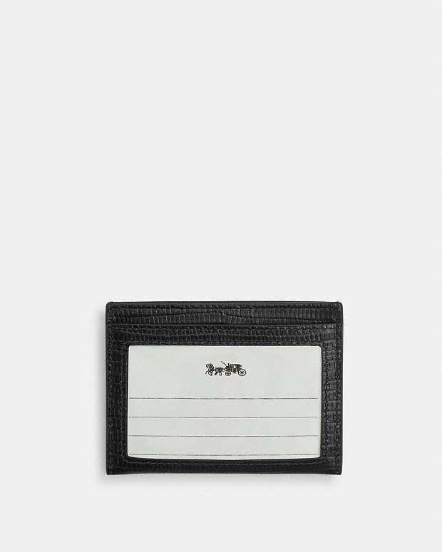 Slim Id Card Case Novelty Leather-Silver-Black Novelty Leather-Silver-Black