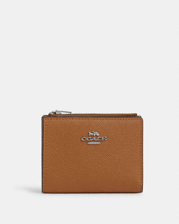 Bifold Wallet Crossgrain Leather-Silver-Light Saddle Crossgrain Leather-Silver-Light Saddle
