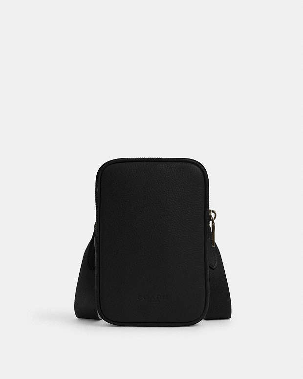 Aden Crossbody Bag Pebbled Leather-Gunmetal-Black Pebbled Leather-Gunmetal-Black