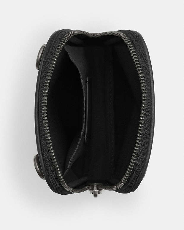 Aden Crossbody Bag Pebbled Leather-Gunmetal-Black Pebbled Leather-Gunmetal-Black