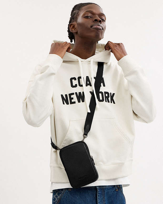 Aden Crossbody Bag Pebbled Leather-Gunmetal-Black Pebbled Leather-Gunmetal-Black