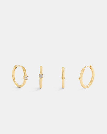 Delicate Huggie Earrings Set Gold Gold