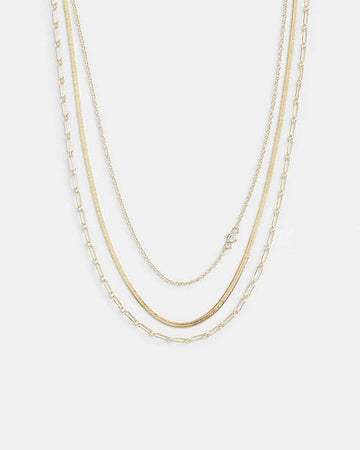 Delicate Layered Chain Necklace Gold Gold