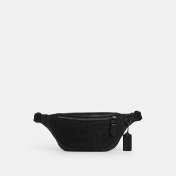 Coach Warren Mini Belt Bag In Signature Jacquard Black Copper Black