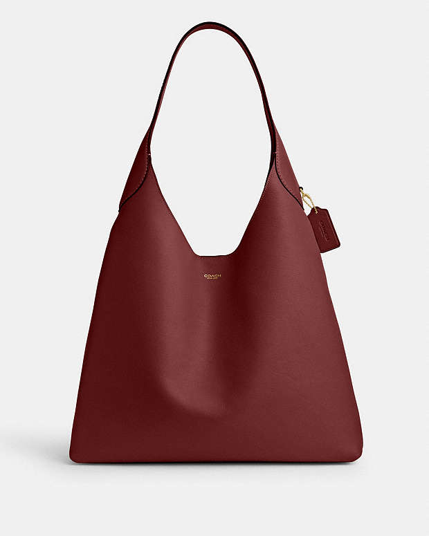 Brooklyn Shoulder Bag 39 Smooth Leather-Brass-Dark Ruby Smooth Leather-Brass-Dark Ruby