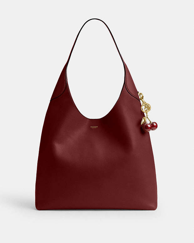 Brooklyn Shoulder Bag 39 Smooth Leather-Brass-Dark Ruby Smooth Leather-Brass-Dark Ruby