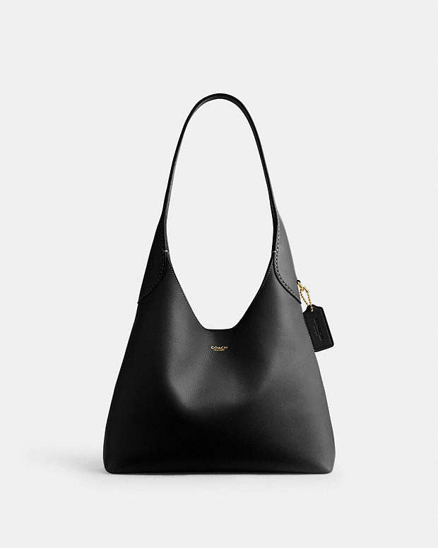 Brooklyn Shoulder Bag 28 Natural Grain Leather-Brass-Black Natural Grain Leather-Brass-Black