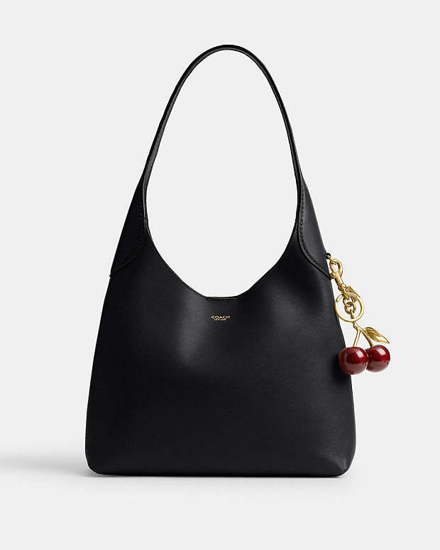 Brooklyn Shoulder Bag 28 Natural Grain Leather-Brass-Black Natural Grain Leather-Brass-Black