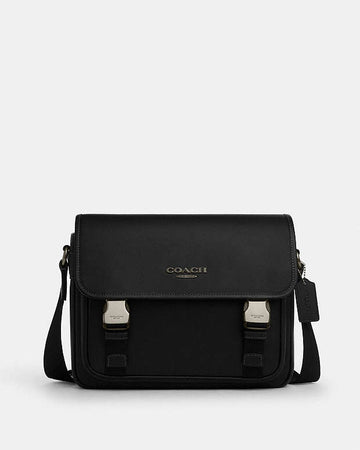 Racer Messenger Bag Smooth Leather-Gunmetal-Black Smooth Leather-Gunmetal-Black