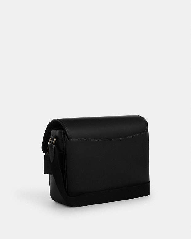 Racer Messenger Bag Smooth Leather-Gunmetal-Black Smooth Leather-Gunmetal-Black