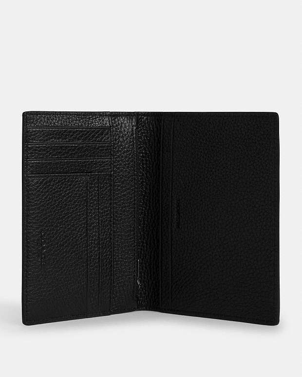 Passport Card Case Pebbled Leather-Gunmetal-Black Pebbled Leather-Gunmetal-Black
