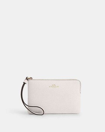 Corner Zip Wristlet Crossgrain Leather-Gold-Chalk Crossgrain Leather-Gold-Chalk
