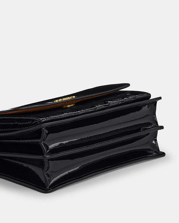 Klare Crossbody Bag In Signature Leather Novelty Leather-Gold-Black Novelty Leather-Gold-Black