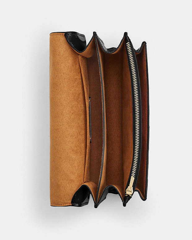 Klare Crossbody Bag In Signature Leather Novelty Leather-Gold-Black Novelty Leather-Gold-Black