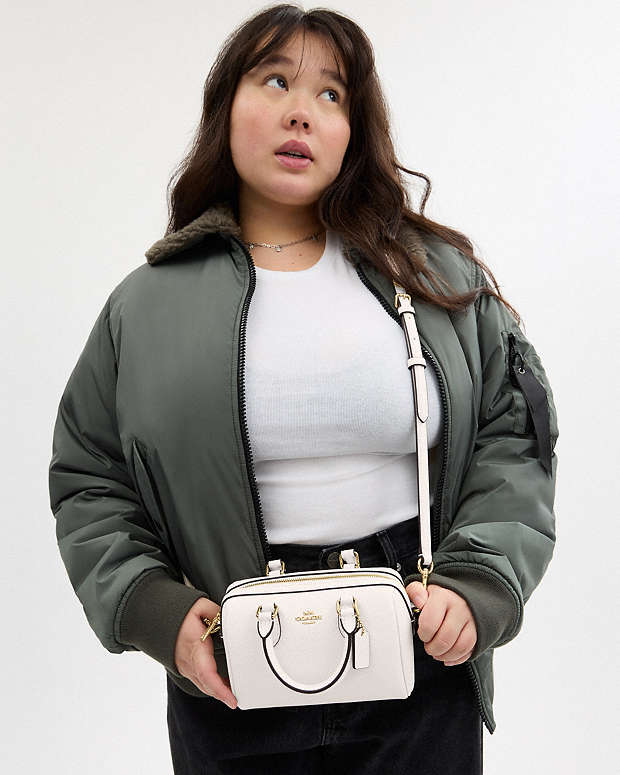 Mini Rowan Crossbody Bag Crossgrain Leather-Gold-Chalk Crossgrain Leather-Gold-Chalk