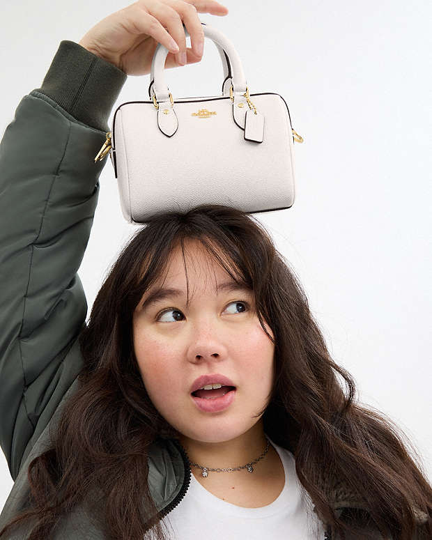 Mini Rowan Crossbody Bag Crossgrain Leather-Gold-Chalk Crossgrain Leather-Gold-Chalk