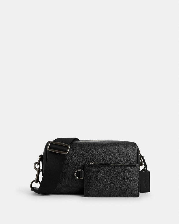 Axel Crossbody Bag In Signature Canvas Signature Canvas-Gunmetal-Charcoal-Black Signature Canvas-Gunmetal-Charcoal-Black