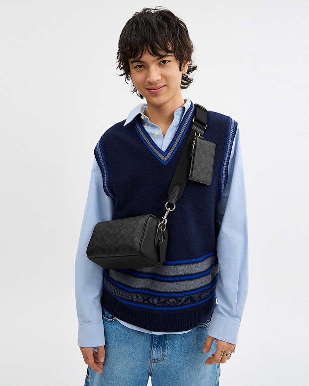 Axel Crossbody Bag In Signature Canvas Signature Canvas-Gunmetal-Charcoal-Black Signature Canvas-Gunmetal-Charcoal-Black