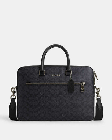 Ethan Slim Brief In Signature Canvas Signature Canvas-Gunmetal-Charcoal-Black Signature Canvas-Gunmetal-Charcoal-Black