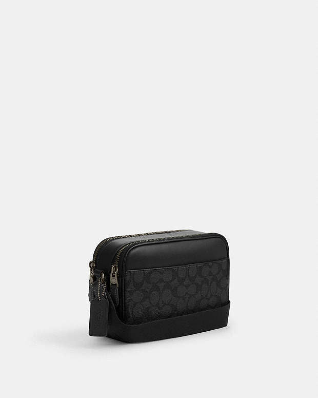 Graham Crossbody Bag In Signature Canvas Signature Canvas-Gunmetal-Charcoal-Black Signature Canvas-Gunmetal-Charcoal-Black