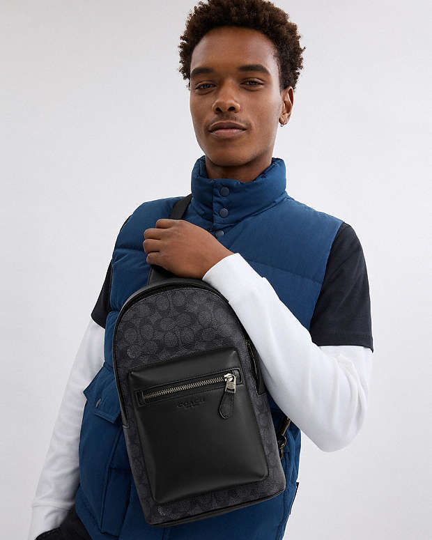 West Pack In Signature Canvas Signature Canvas-Gunmetal-Charcoal-Black Signature Canvas-Gunmetal-Charcoal-Black