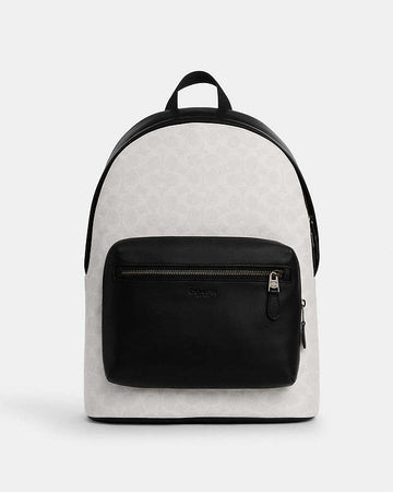 West Backpack In Signature Canvas Signature Canvas-Gunmetal-Chalk-Black Signature Canvas-Gunmetal-Chalk-Black