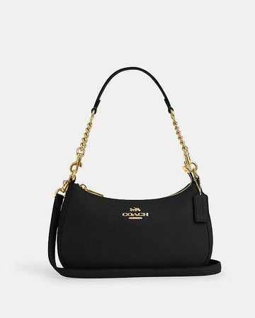 Teri Shoulder Bag Pebbled Leather-Gold-Black Pebbled Leather-Gold-Black