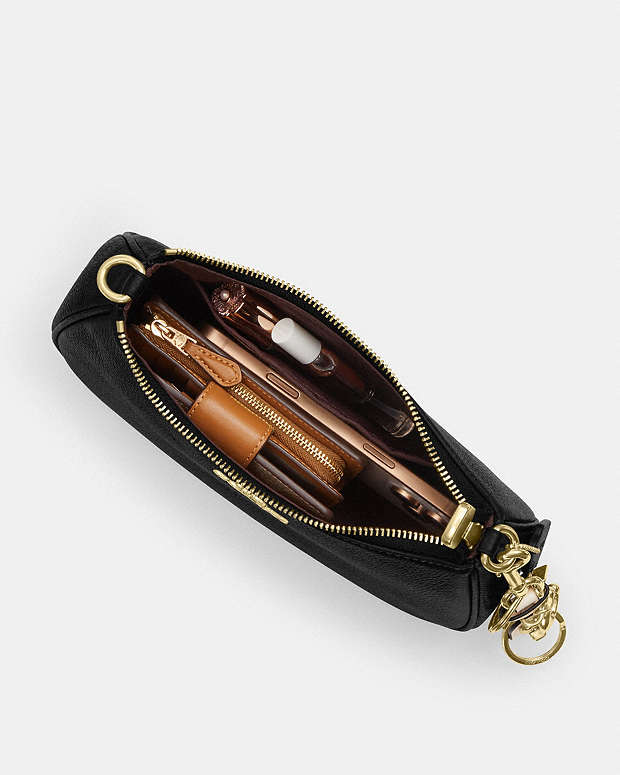 Teri Shoulder Bag Pebbled Leather-Gold-Black Pebbled Leather-Gold-Black