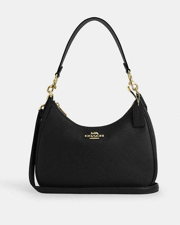 Teri Hobo Bag Pebbled Leather-Gold-Black Pebbled Leather-Gold-Black
