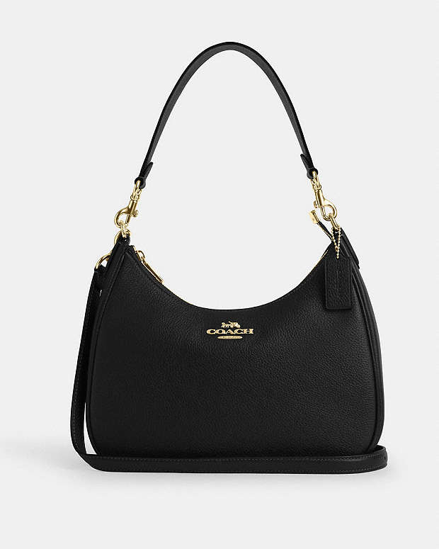 Teri Hobo Bag Pebbled Leather-Gold-Black Pebbled Leather-Gold-Black