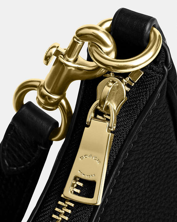 Teri Hobo Bag Pebbled Leather-Gold-Black Pebbled Leather-Gold-Black