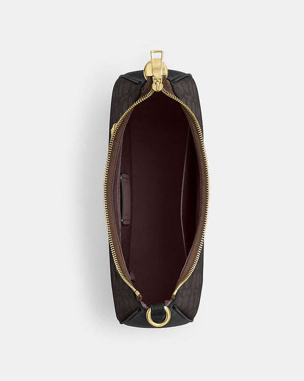 Teri Hobo Bag In Signature Canvas Signature Canvas-Gold-Walnut-Black Signature Canvas-Gold-Walnut-Black