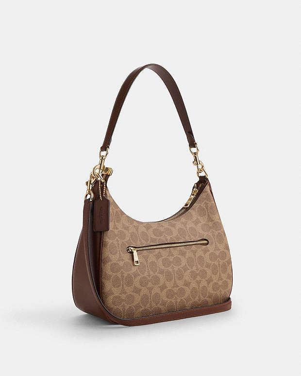 Teri Hobo Bag In Signature Canvas Signature Canvas-Gold-Tan-Brown Signature Canvas-Gold-Tan-Brown