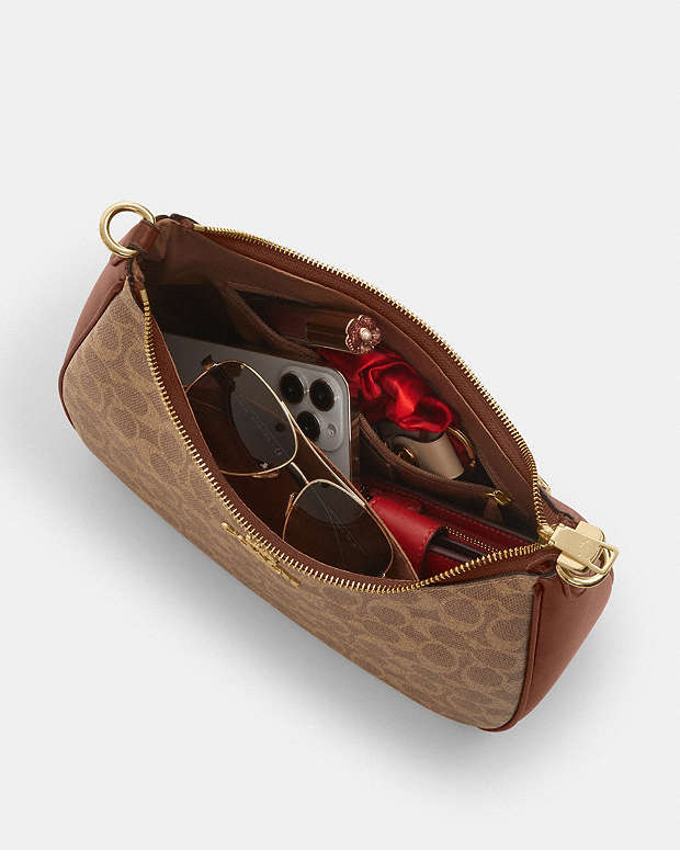 Teri Hobo Bag In Signature Canvas Signature Canvas-Gold-Tan-Brown Signature Canvas-Gold-Tan-Brown