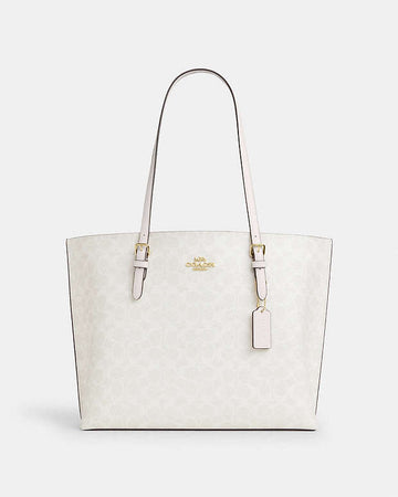 Mollie Tote Bag In Signature Canvas Signature Canvas-Gold-White-Chalk Signature Canvas-Gold-White-Chalk