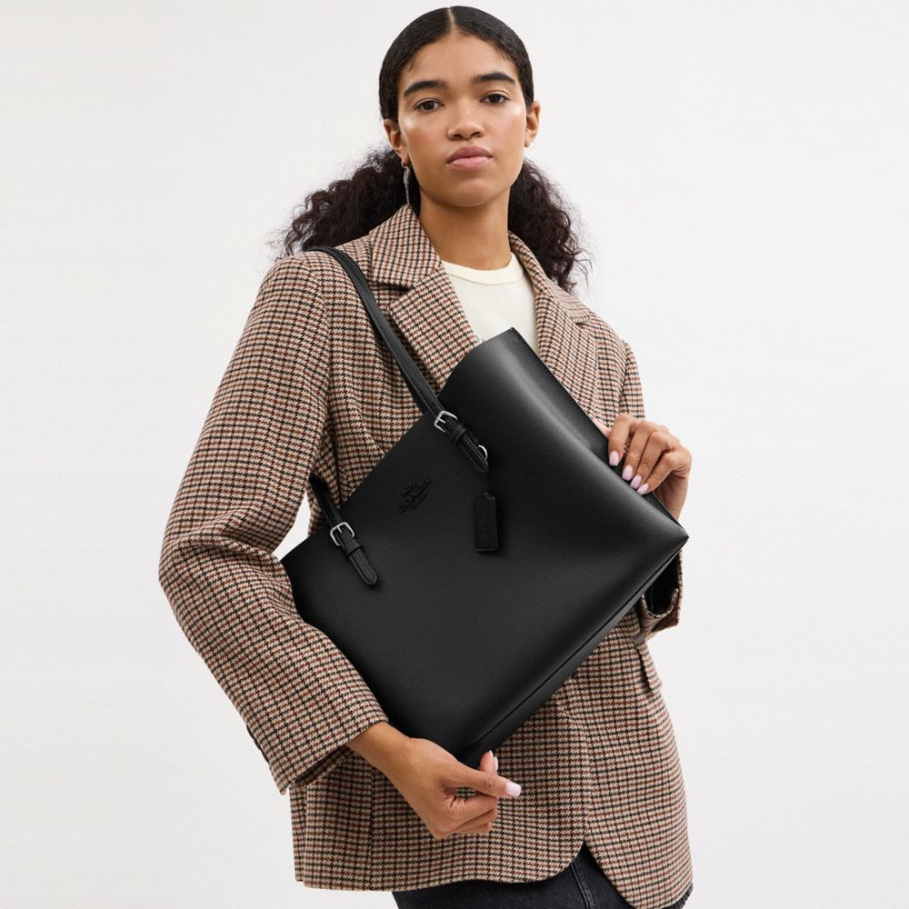 Coach Mollie Tote Bag Silver Black
