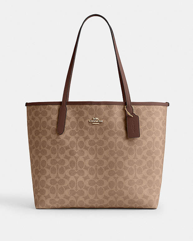 City Tote Bag In Signature Canvas Signature Canvas-Gold-Tan-Brown Signature Canvas-Gold-Tan-Brown
